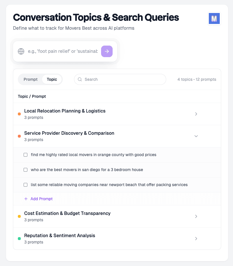 Topics tracked